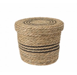 Wicker basket with black stripe lid D30