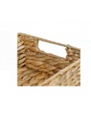 Ψάθινο καλάθι αποθήκευσης υάκινθου ορθογώνιο με ενσωματωμένες λαβές S