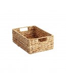 Ψάθινο καλάθι αποθήκευσης υάκινθου ορθογώνιο με ενσωματωμένες λαβές S