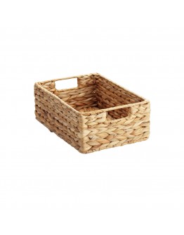 Rectangular hyacinth wicker storage basket with built-in handles S