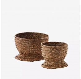 Round grass baskets with stand set 2