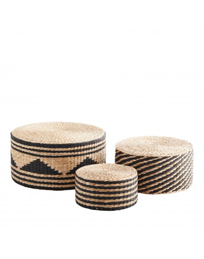 Πουφ Ψάθινα Boho set 3 τεμάχια Madam Stoltz