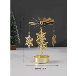 Carousel Candle Holder Gold Snow