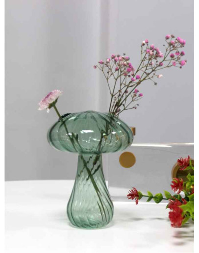 Βάζο Μανιτάρι Γυάλινο Πράσινο