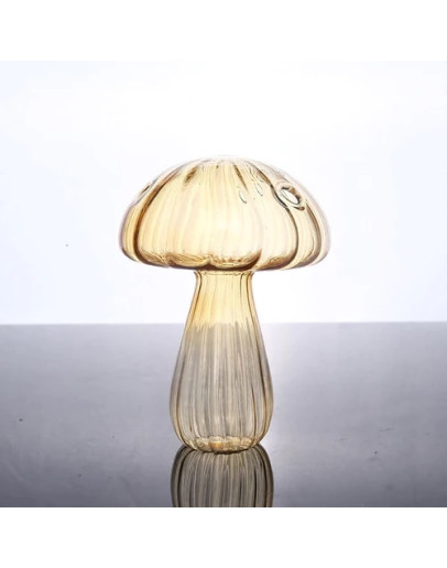 Βάζο Μανιτάρι Γυάλινο Κίτρινο 