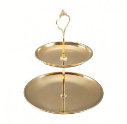 Serving Tray 2 tier Metal Gold